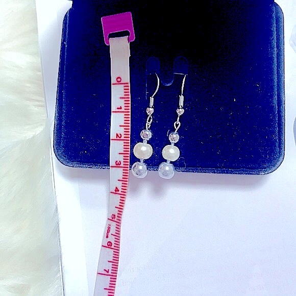 🆕Classy•Chic Silver Hypoallergenic Pearly Beaded Dangles Earrings 4_Pierced👂🏻 - Picture 9 of 15
